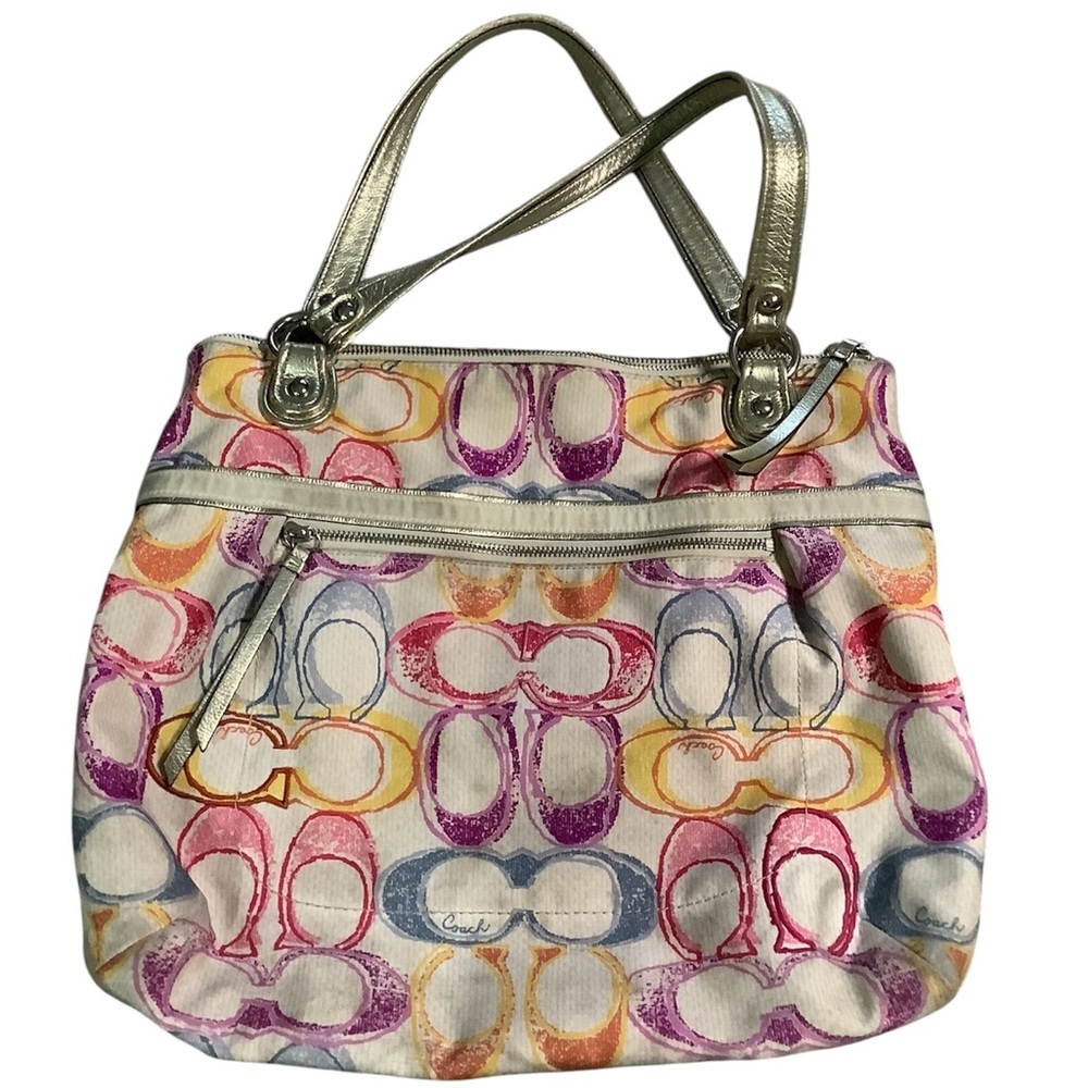 Vintage coach  poppy dream Multicolor Signature C print Tote Bag